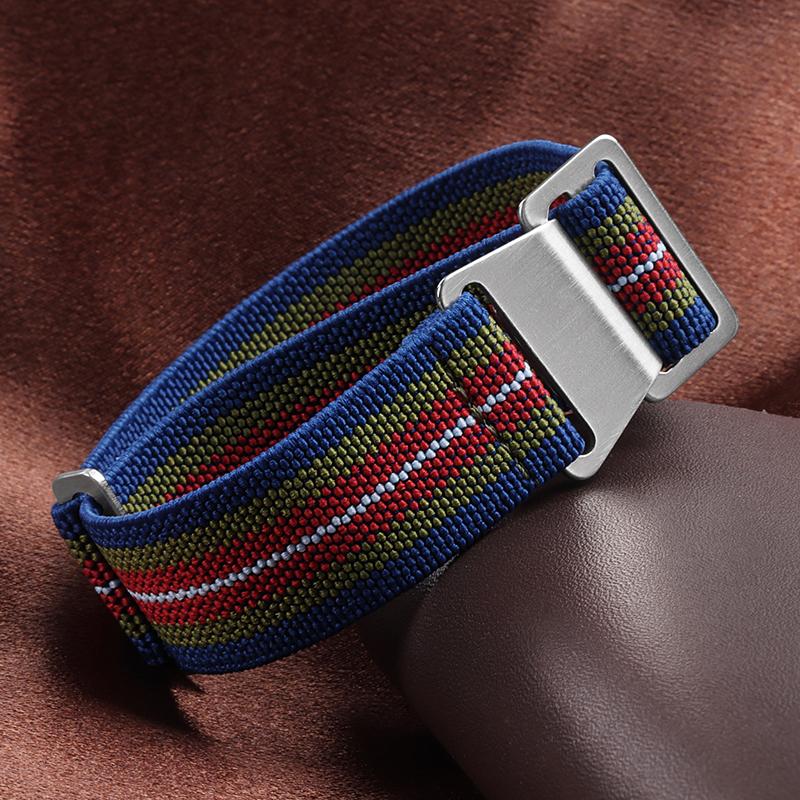 18/20/22mm Nylon Geflochtenes Uhrenarmband Elastisches Nylonarmband Französische Truppen Fallschirmtasche Universelles Handgelenkband Männer Frauen Sportarmband