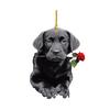 Cute Cat Dog Rose Pendants 2D Acrylic Keychain Novel Pet Themed Charm for Car Mirror Bag Home Festive Decoration