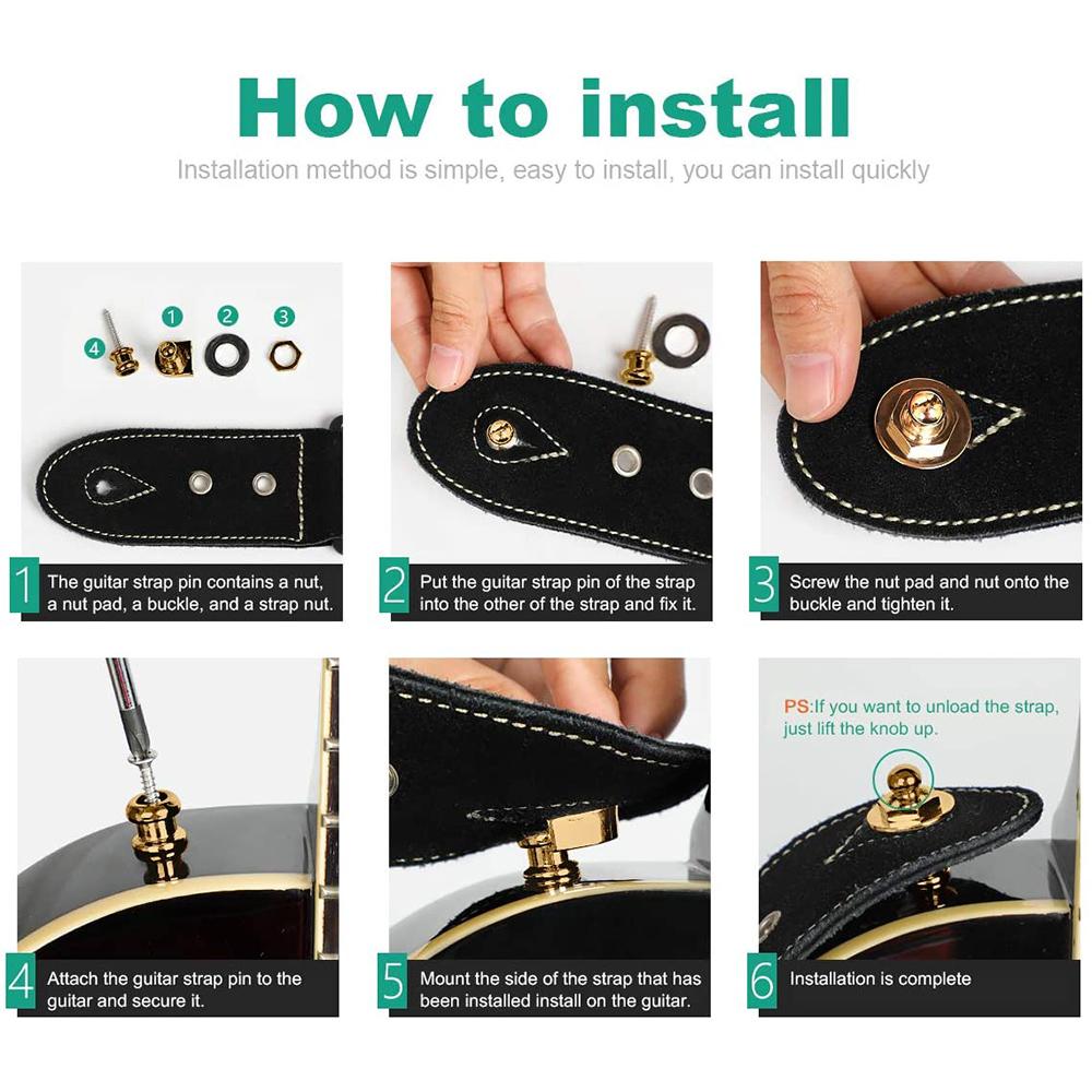 2pcs Metal Guitar Strap Lock Buttons Security Guitar Strap Locks For All Acoustic Electric Bass Guitar