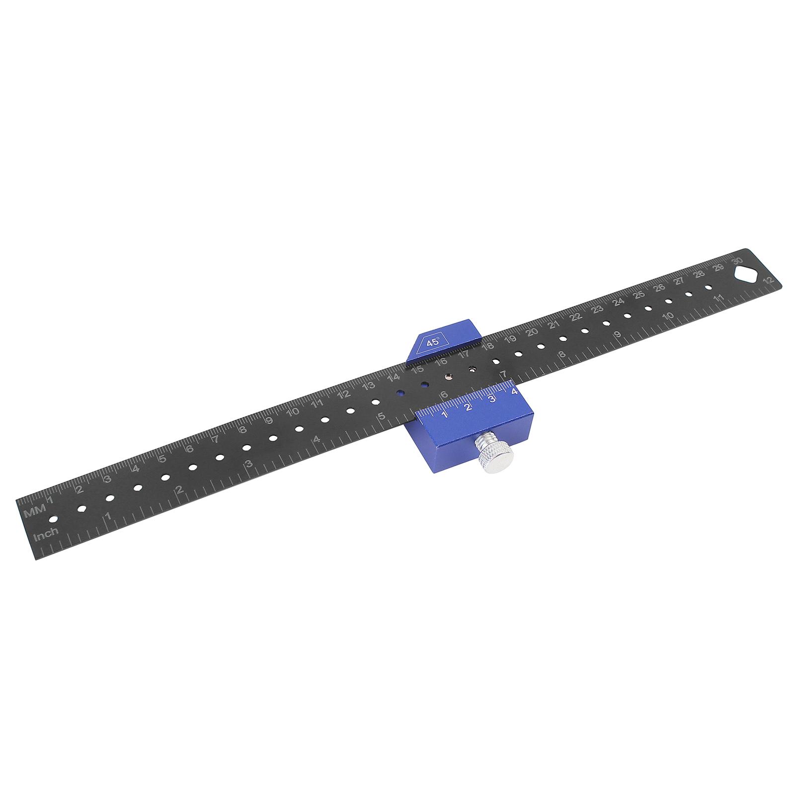 

Woodworking Ruler Precision Pocket Metal Slide Rule Inch and Metric T-Type Scribing and Square Ruler for Marking and Measuring 1pcs синій