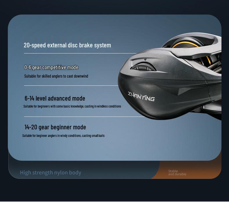 Warhawk Shining Shadow Low-Profile Baitcasting Reel, Anti-Backlash, Dual-Metal Spool for Long-Casting and General-Purpose Lure Fishing.