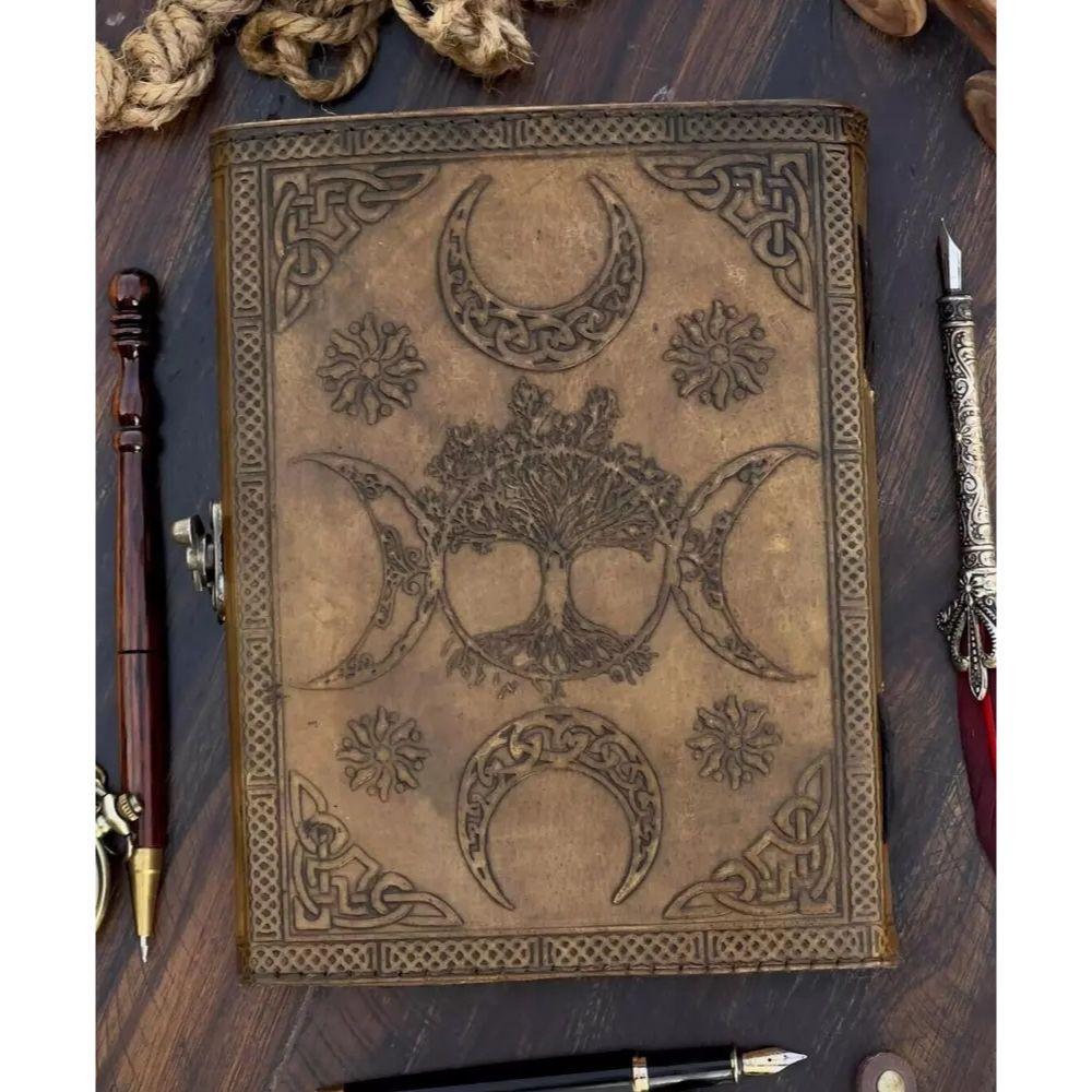 Book Of Shadows Leather Journal with Semi Precious Stone Lock Closure 200 Pages