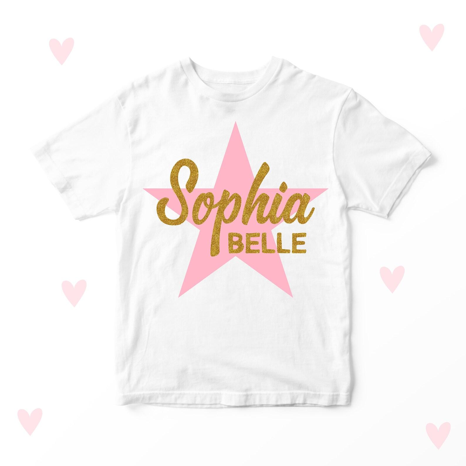 Girls Glitter Name T-shirt: Personalized Kids Clothing 130