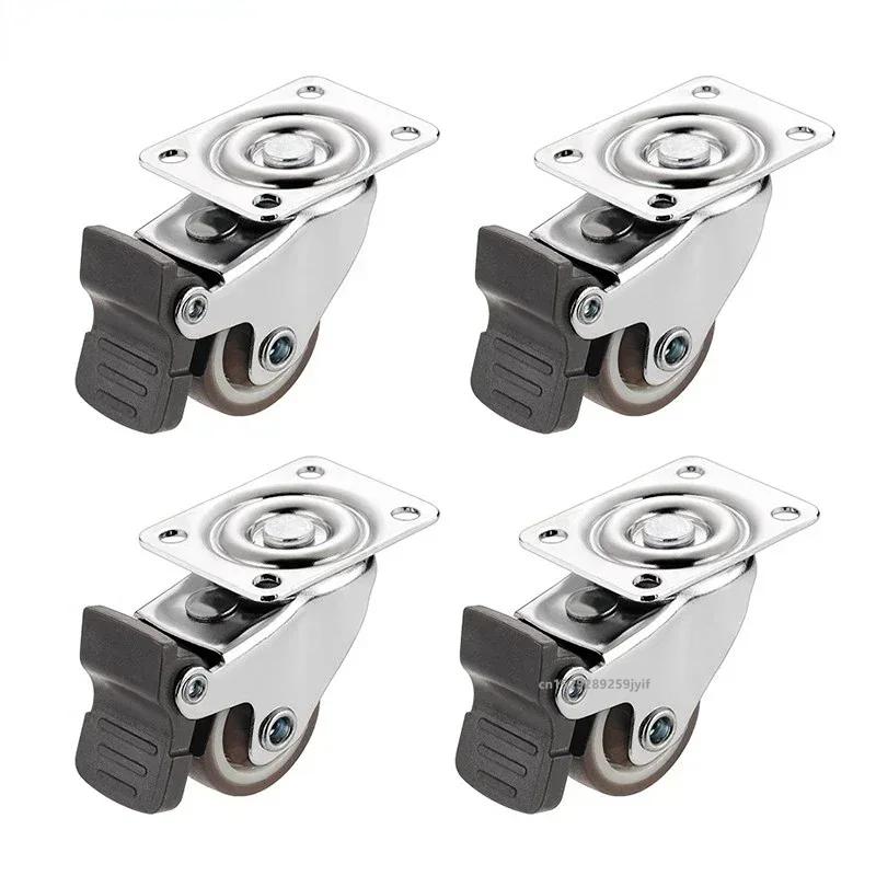 4PCS Furniture Caster 1''/2'' Soft Rubber Universal Wheel Swivel Caster Roller For Platform Trolley Accessory Furniture