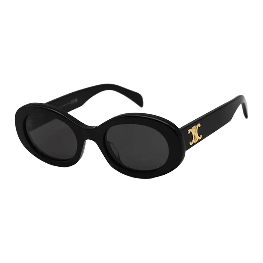 

Celine Oval Sunglasses With Mirror Leg Pattern Design Unisex sunglasses Black CL40194U5201A Brown Eyeglass Pouch