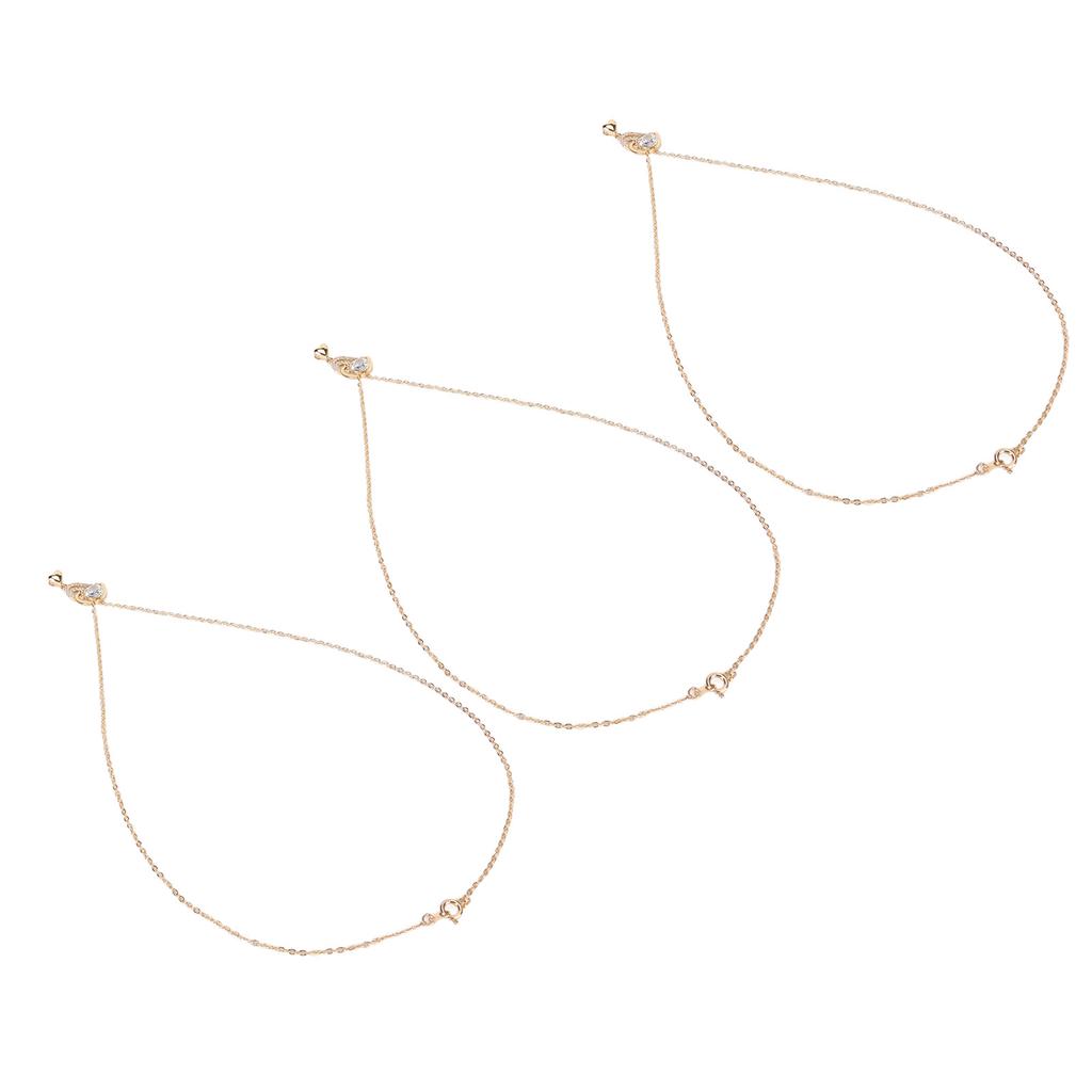 3 Pcs Clavicle Chain Exquisite Stylish Heart Pendant Copper Zircon Necklace for Dating Party