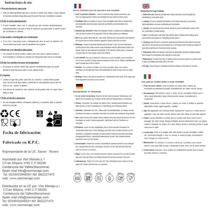 Casserole - vier - ci30 - 30 cm - acier inoxydable 18/10 - induction