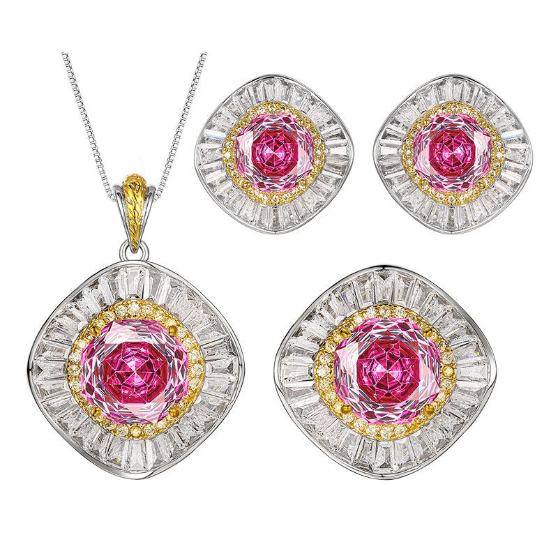 Autumn And Winter Jewelry Copper Bottom Gold-Plated Rose Cut Dragon Fruit Color Temperament Light Luxury Suit Women 14-10M