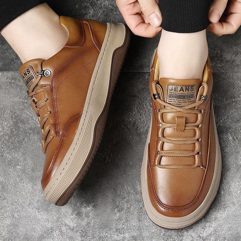 Men's Shoes Trendy Shoes Autumn New Leather Sports and Leisure Shoes European Station Board Shoes Men's Crooked Head Comfortable Versatile Clown Shoes