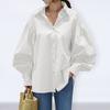 Turn-down Collar Single Breasted Anti-pilling Women Shirt Casual Lantern Sleeve Fashion Shirt Blouse Female Clothing