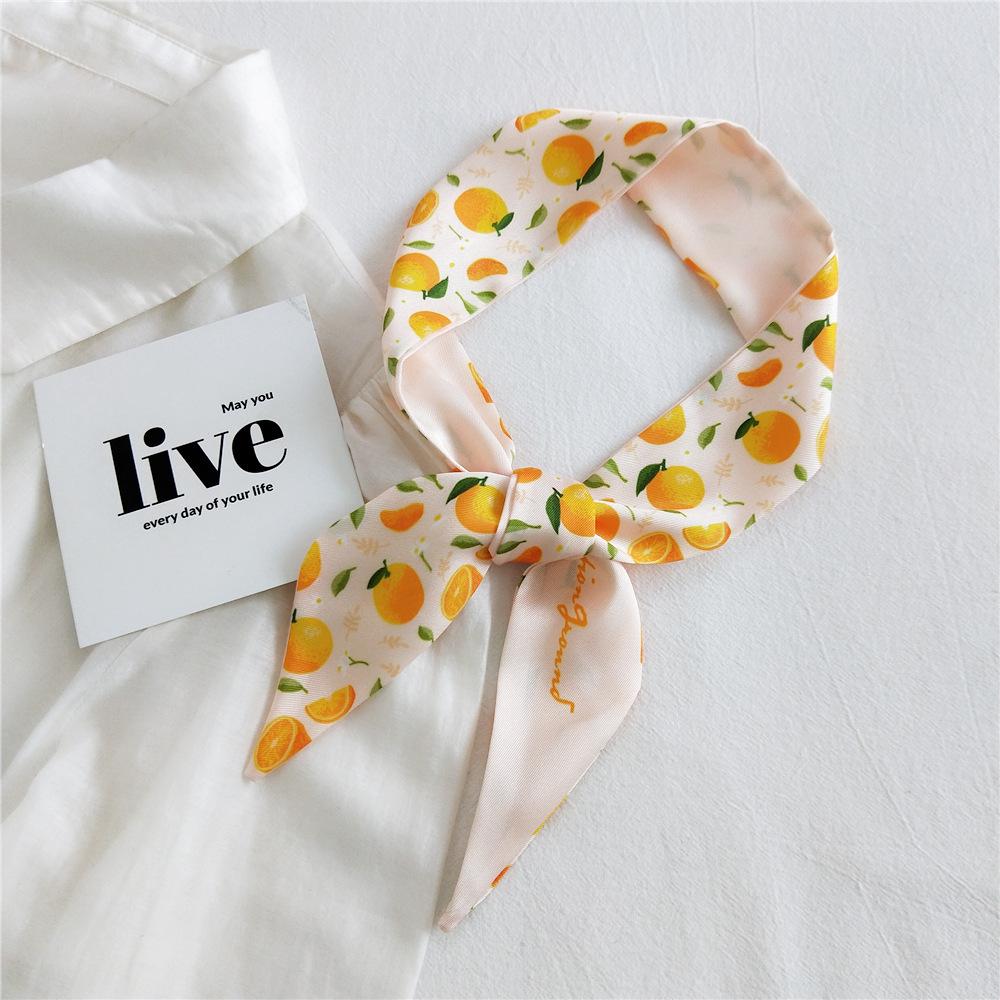 

Корейский Принт Фрукты Женский Шарф для Волос Маленький Шелковый Шарф Сумка Узкие Шарфы Милый Многофункциональный Фуляр для Волос Повязка на Голову Женщина