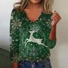 Women's Cute Sweatshirt Knitted Fashion Casual V-neck Long-sleeved Cozy Print Top