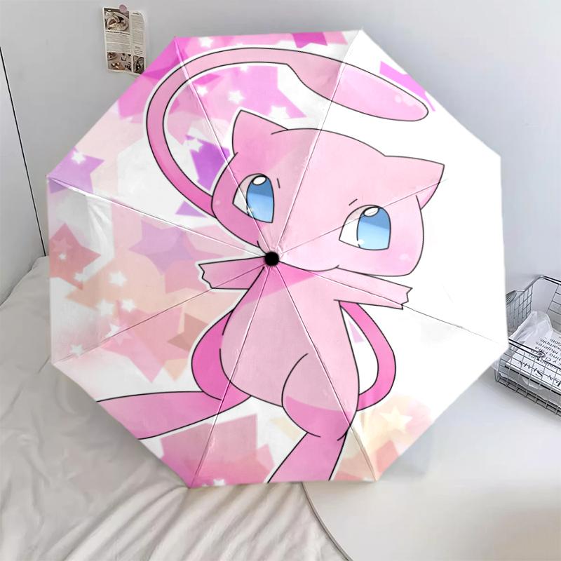 Mew Pokémon Pattern, Automatic Folding Umbrella, Portable and Foldable Design, 8 Ribs, a Christmas or Birthday Gift.