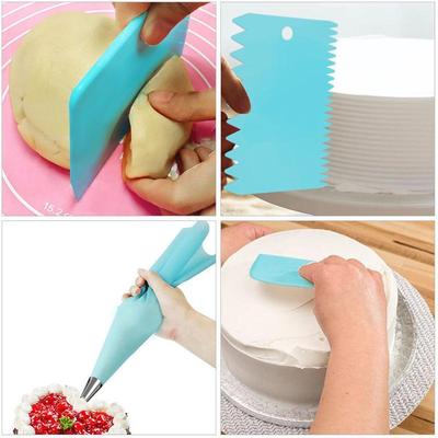 3Pcs/Set Cream Scraper Irregular Teeth Edge Spatulas Dough Cake Baking Scraper Fondant Cake Slicer Pastry Cutter Tool DIY Decorating