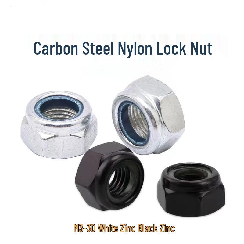 

Electroplated Zinc Dacromet Anti-loosening Hex Nuts M3-M30 Nylon Self-locking Black Zinc M6 (100 pcs)