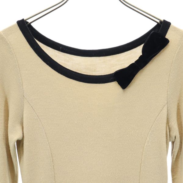 Rene wool Long sleeve Velour switching flare one piece 34 Crew neck Women Used