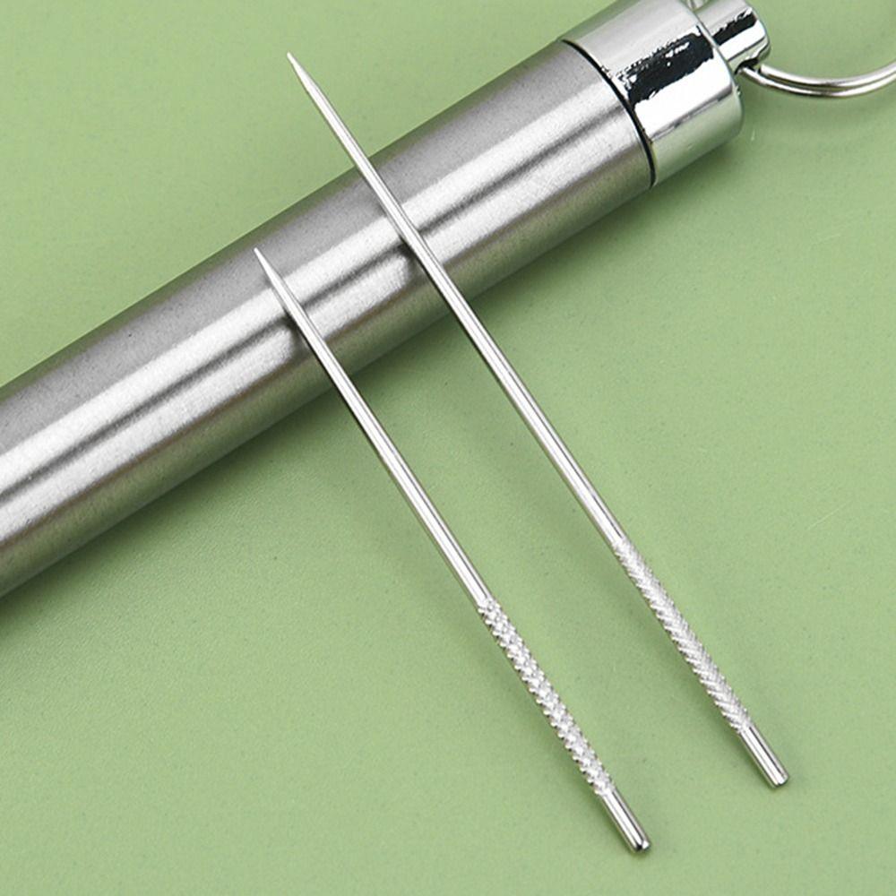 Zahnseide Mundpflege Schlüsselanhängerhalter Zahnstocher Edelstahl Zahnstocherset Zahnstocher Taschenset