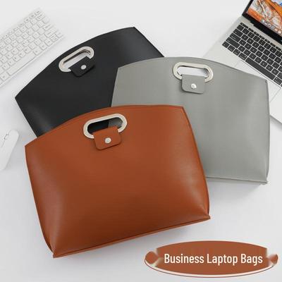 Elegant Women's Soft Leather Laptop Tote - High-End, Large Capacity, Fashionable Briefcase for Work and Commuting.