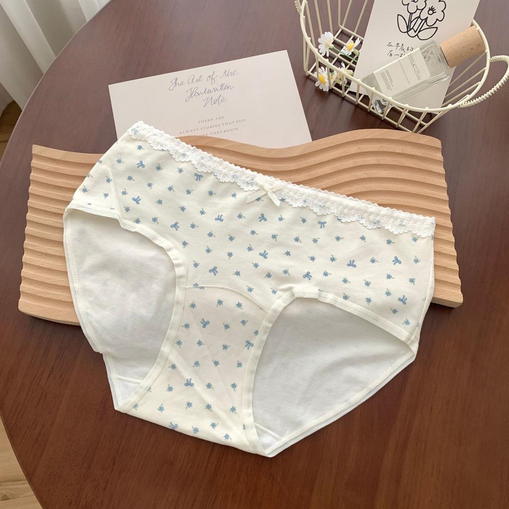 Ladies Spring and Summer Thin New Floral Pure Cotton Antibacterial Crotch Triangle Briefs