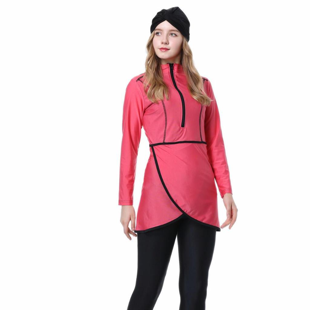 2022 Damen Einfarbig Konservativ Kapuzen-Dreiteiliger Muslimischer Badeanzug