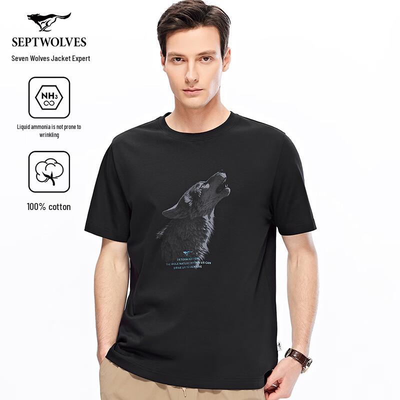 

Septwolves Men s 100% Cotton Wrinkle-Resistant Short Sleeve T-Shirt 175/92A