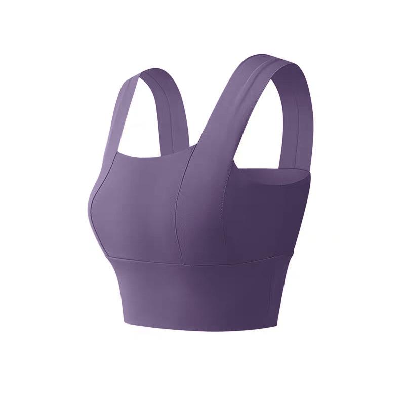 Yoga underwear women with chest pads shockproof gathering running fitness vest square neck beautiful back wear short top
