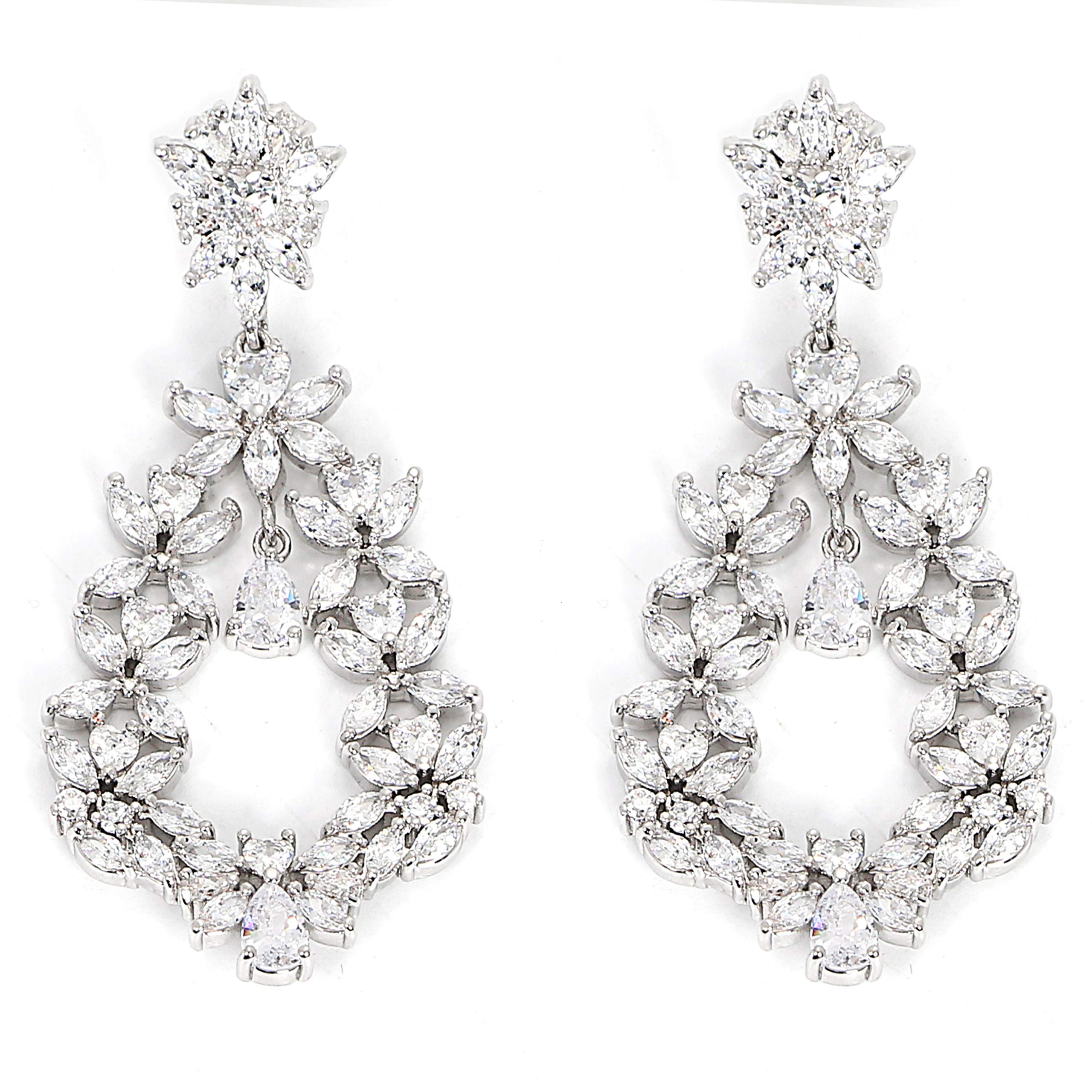 

Свадебные аксессуары для ушей Свадебные AAA Цирконий Цветок георгина Подвески Подвески Великолепный вид Милый [irismile] Высококлассный (Серьги)