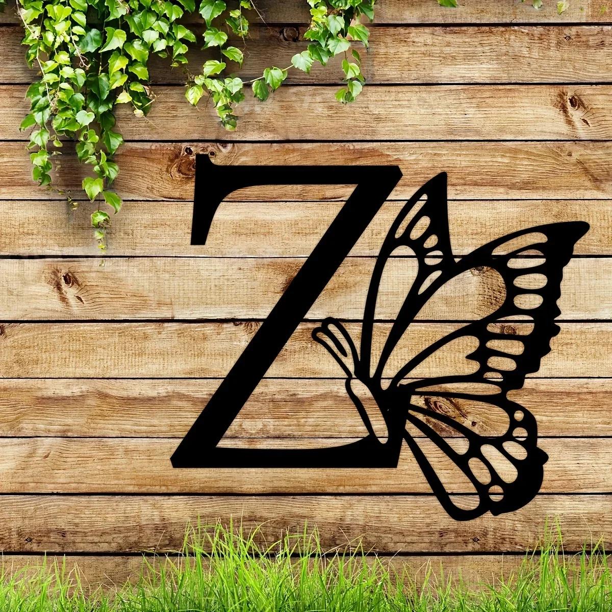 1 шт. Металлический знак с монограммой в виде бабочки - все буквы. Металлические — фото 29