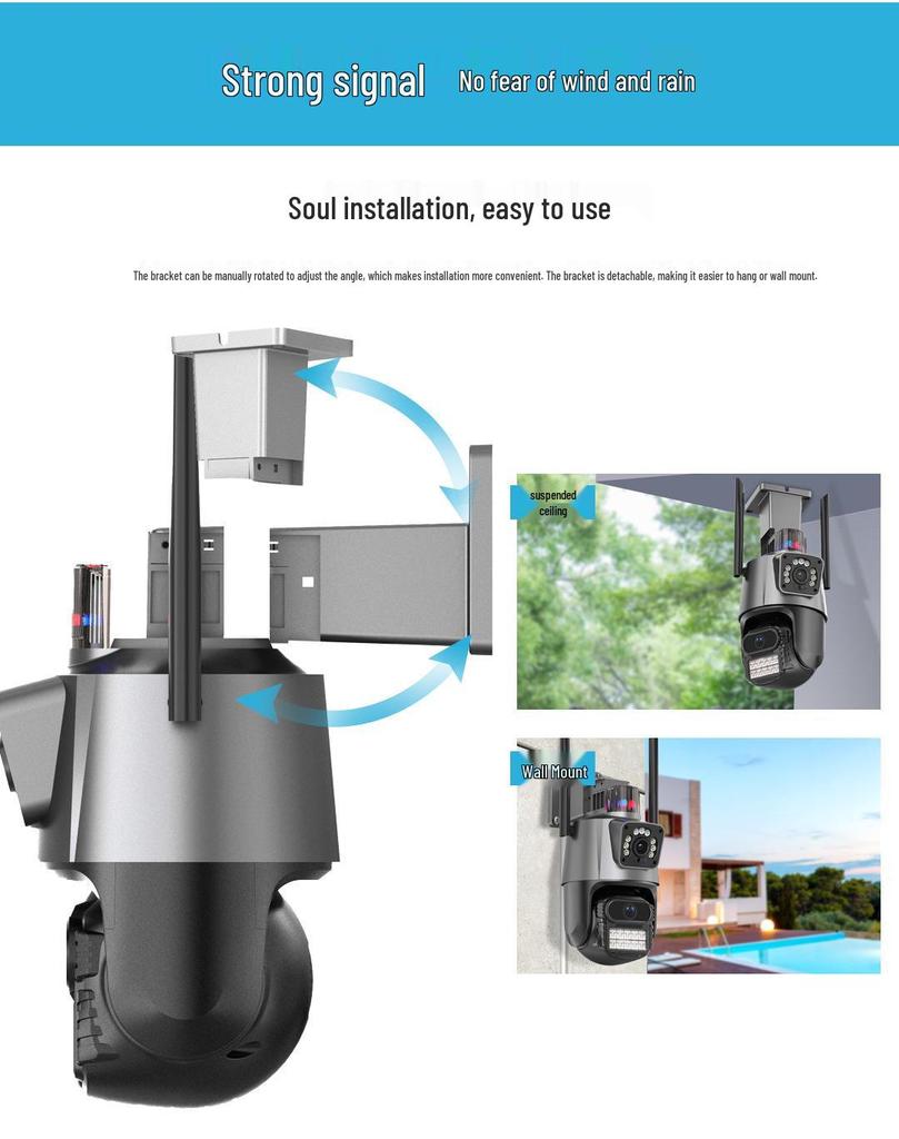 P11 Dual Lens 4G WiFi PTZ Outdoor Surveillance Camera with Dual Antennas and Dual Screens