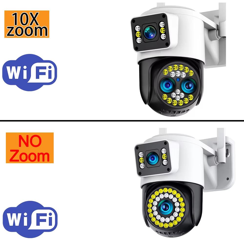 4K 8MP 10X Zoom WiFi Security Camera Outdoor 3 Lens 2 Screens Two-Way Audio Motion Detection Video Surveillance CCTV IP Camera Yoosee