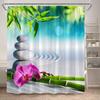 Zen Shower Curtain Natural Flowers Butterfly Grey Stone Reflection Spa Scenery Home Bathroom Decor Polyester Fabric Bath Curtain