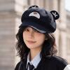 New cute bear ears octagonal hat autumn and winter cartoon bear newsboy hat age-reducing versatile corduroy short brim hat