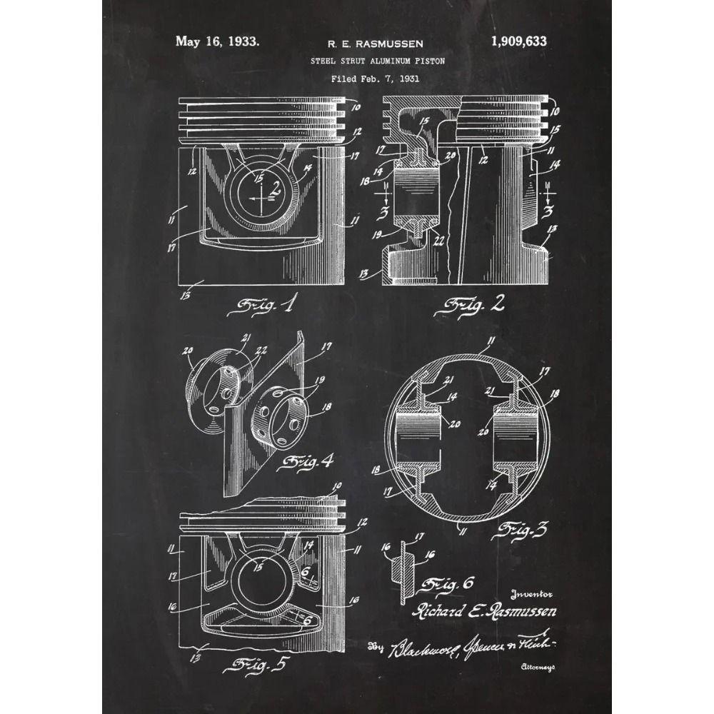 

Engine Blueprint Metal Tin Sign for Mechanics Home Wall Decor