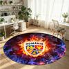 Romania Football Printed Round Crystal Velvet Rug Soft Non Slip Floor Carpet For Bedroom Holiday Gift