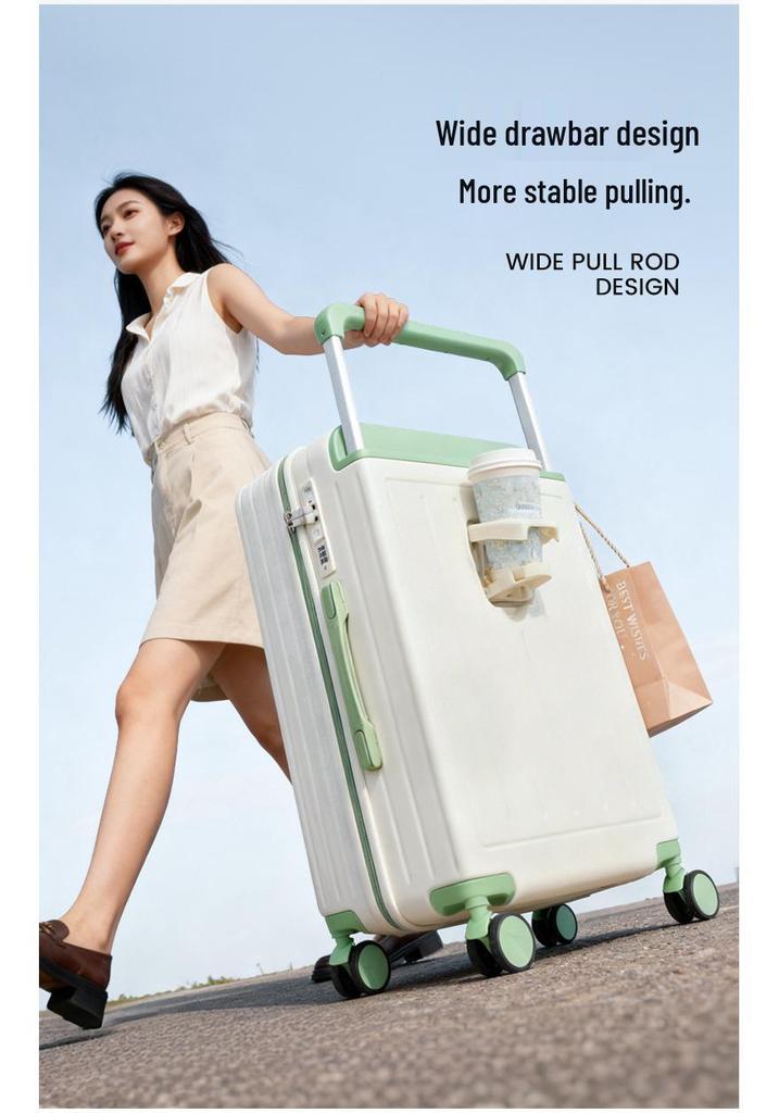 Women's Large Capacity Multifunctional Carry-on Suitcase with Wide Pull Rods and Universal Wheels for Students.