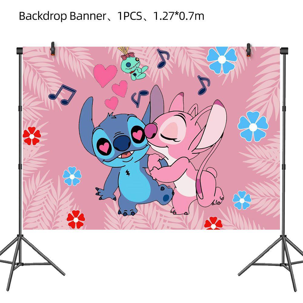 Lilo Pink Stitch Birthday Party Decorations Supplies Tableware Banner Balloon
