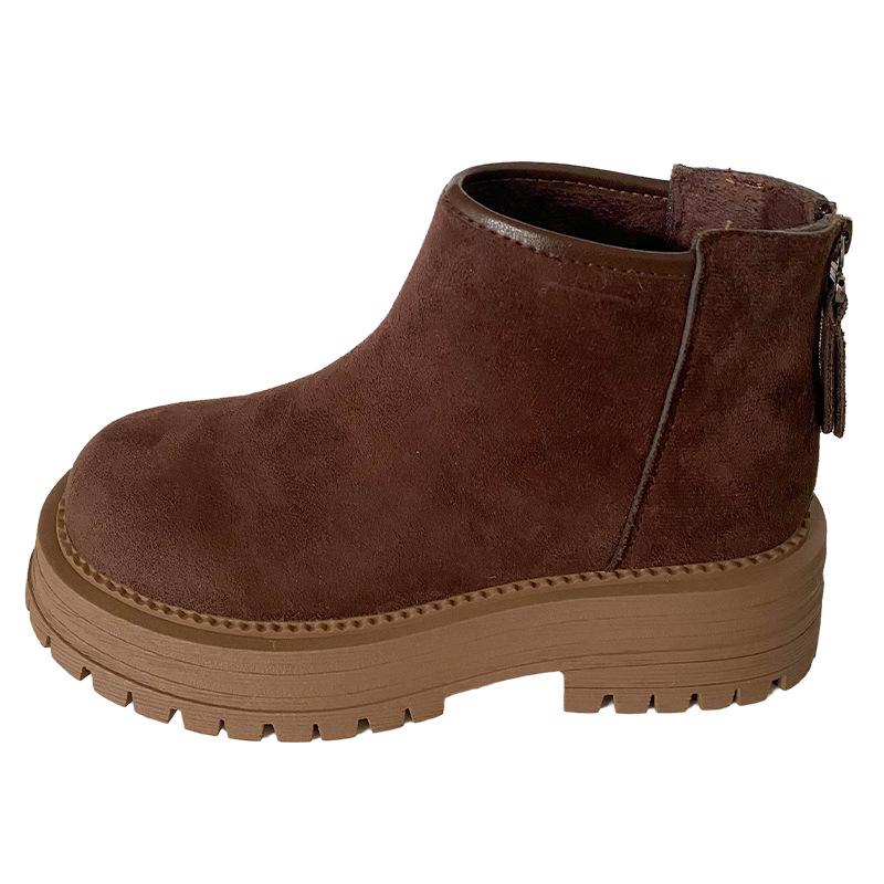 

A9877 latex insole velvet Boken boots women s shoes winter new 2024 popular retro versatile thermal cotton shoes 40 темно-коричневого кольору