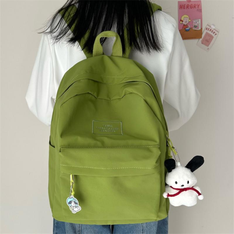 Simple Solid Color Schoolbag Large Capacity Student Backpack Campus Backpack Versatile