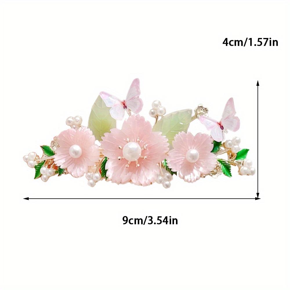 Elegant Traditional Chinese Hairpin with Floral and Butterfly Design - Suitable for Ages 14 and Above