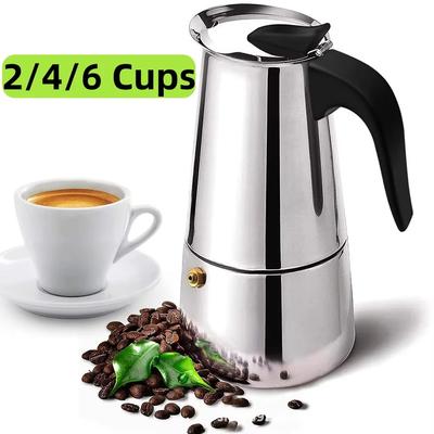 Kahve Makinesi Moka Pot, 2/4/6 Fincan Paslanmaz Çelik Kafe Perkolatör Yapıcı, İtalyan kahve makinesi İndüksiyon Ocaklara Uygun Kahve Takımı