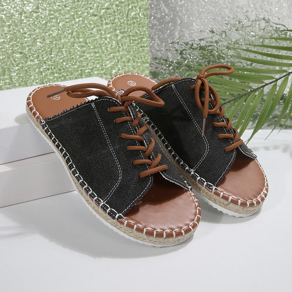 In the Summer of 2025, the New Round Head Solid Color Large Size Front Strap European and American Style Women's One-character Thick-soled Slippers.