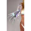 HOLOGRAPHIC Laser NAIL GLOVES Metallic Shiny Blue Touchscreen 70CM Long TECH Thin Elastic Holo Evening Party Glove with Nails