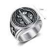 Vintage 316L Stainless Steel Saint St. Benedict Exorcism Rings for Men Boys Fashion Catholic Amulet Jewelry Gifts Dropshipping