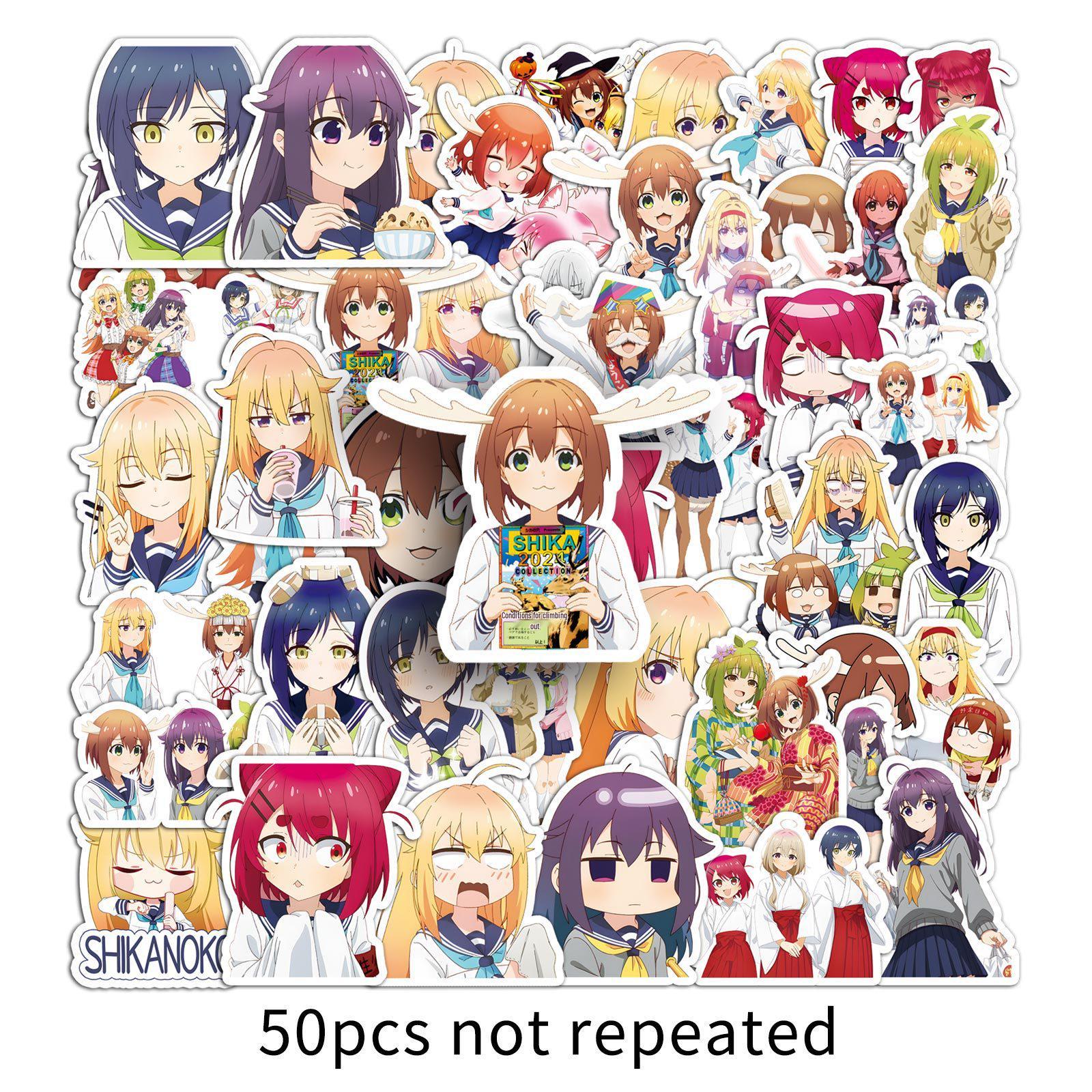 50 Sheets Deer & Tiger Stare Kanoko Japanese Anime Cartoon Stickers for Water Bottles & Computers