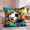 New Football Print Art Cushion Cover Square Short Plush Pillow Case Living Room Sofa Home Decor Funda X