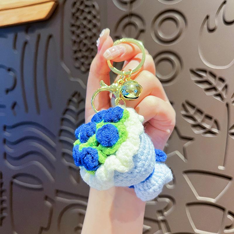 Cute Crochet Bouquet Mini Hand-knitted Flower Ring Car Bag Hanging Pendant Ornament Lover Valentine's Day gift Bag Charm