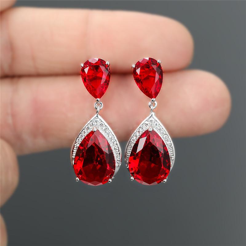 

Luxury amethyst water drop zircon pendant earrings femininity earrings jewelry красный