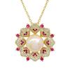 Gold-Plated Korean Style Luxury Freshwater Pearl Necklace with Zirconia Stamen Pendant