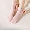 Women's Autumn and Winter Socks with Fleece, Thickened Loops, Warm Cotton Socks, Lace Mid-calf Socks, Towel Bottom, Sweat-absorbing Long Socks