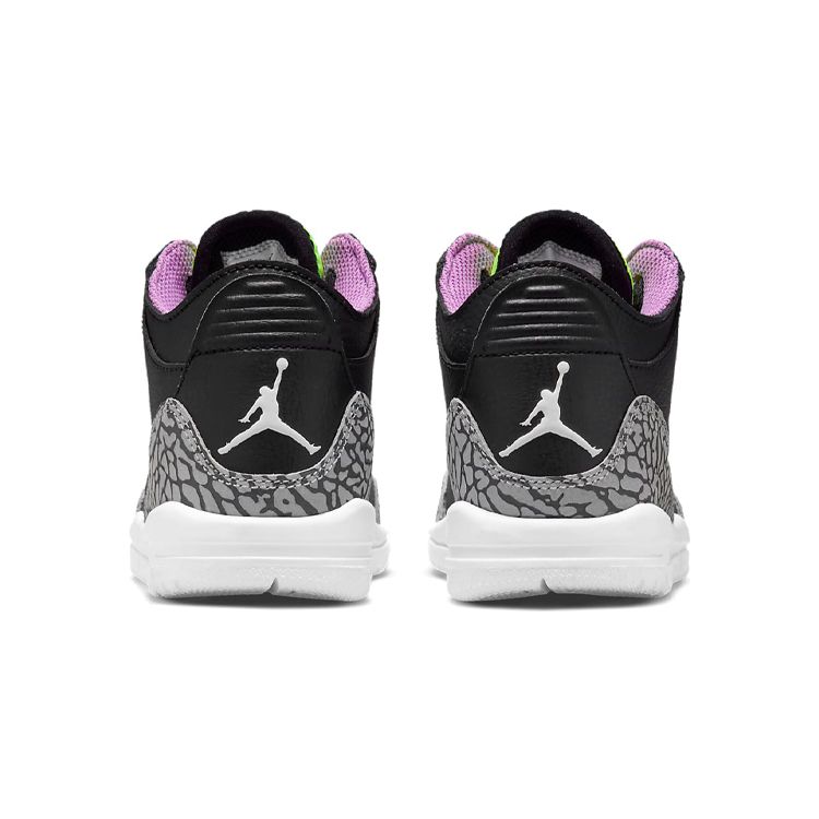 Air Jordan 3 Retro PS Electric Green Kids Sneakers Black White Violet-Shock DA2306-003